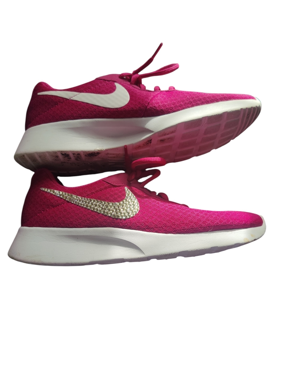 Nike Women's Magenta Knit Sneakers with White Swoosh